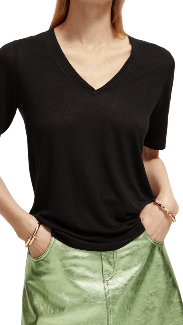 Soft V-Neck Linen T-Shirt