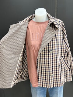 Oversized Double Breasted Check Jacket