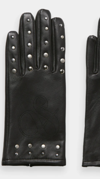 Studded perforated Logo Gloves