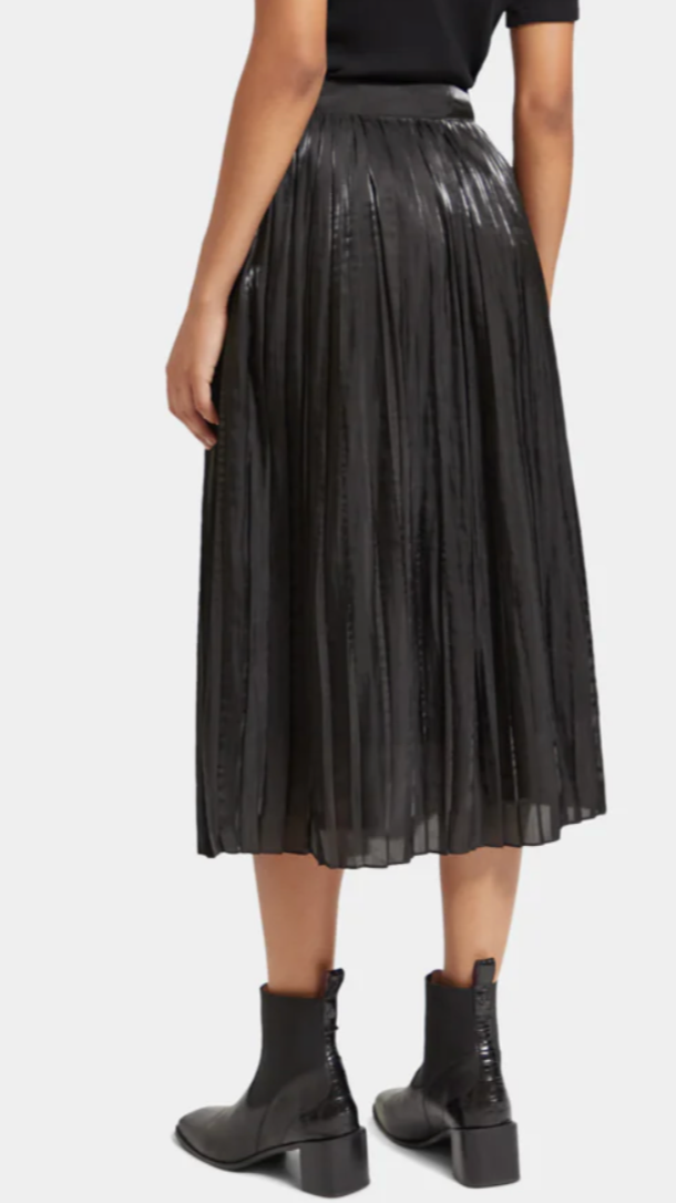 Pleated High Rise Maxi Skirt