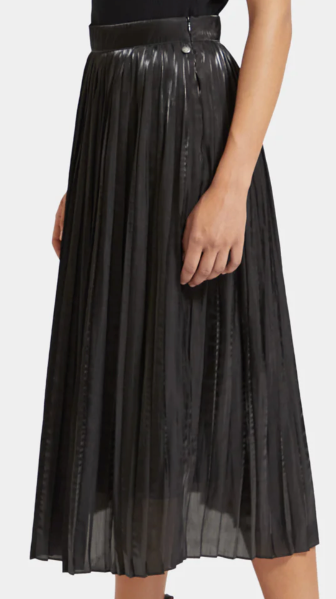 Pleated High Rise Maxi Skirt