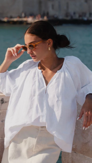 Revolutionary White Linen Relaxed Top