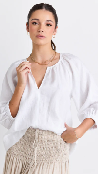 Revolutionary White Linen Relaxed Top