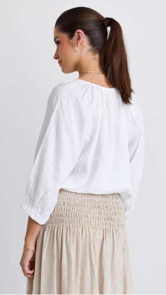 Revolutionary White Linen Relaxed Top