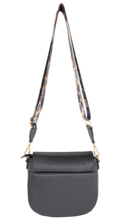 Leather Cross Body with Front Flap/Webbing Strap