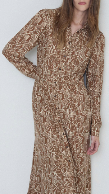 Brown Print Midi Dress