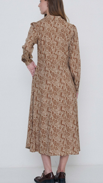 Brown Print Midi Dress