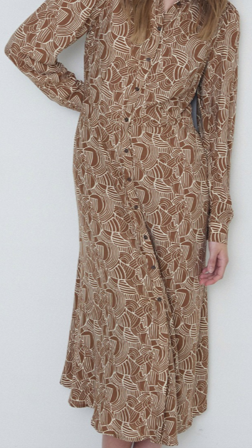 Brown Print Midi Dress