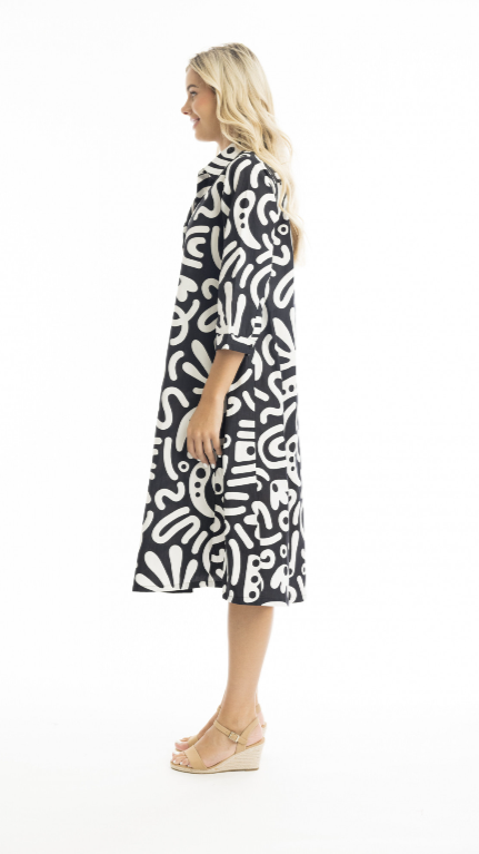 Poplin print loose dress