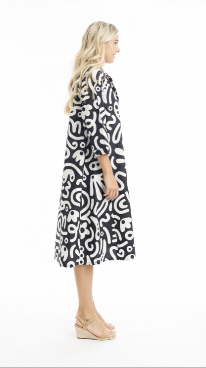 Poplin print loose dress