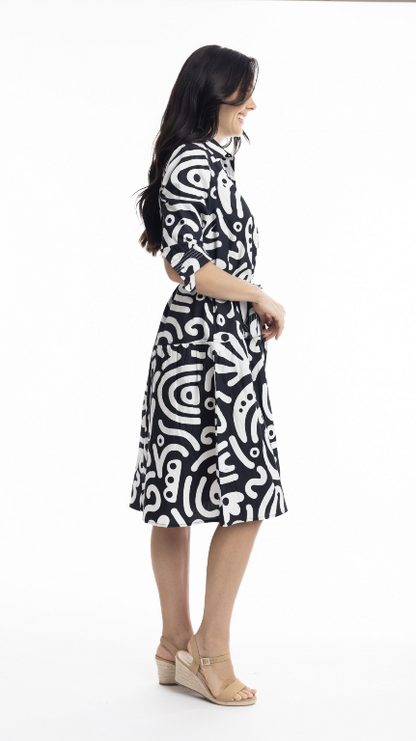 Poplin print tie dress