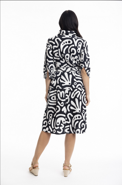 Poplin print tie dress