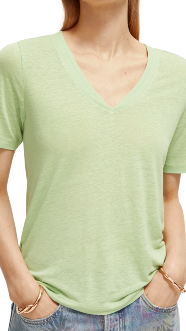 Soft V-Neck Linen T-Shirt