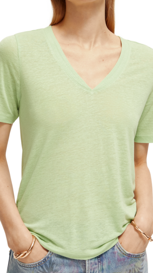 Soft V-Neck Linen T-Shirt